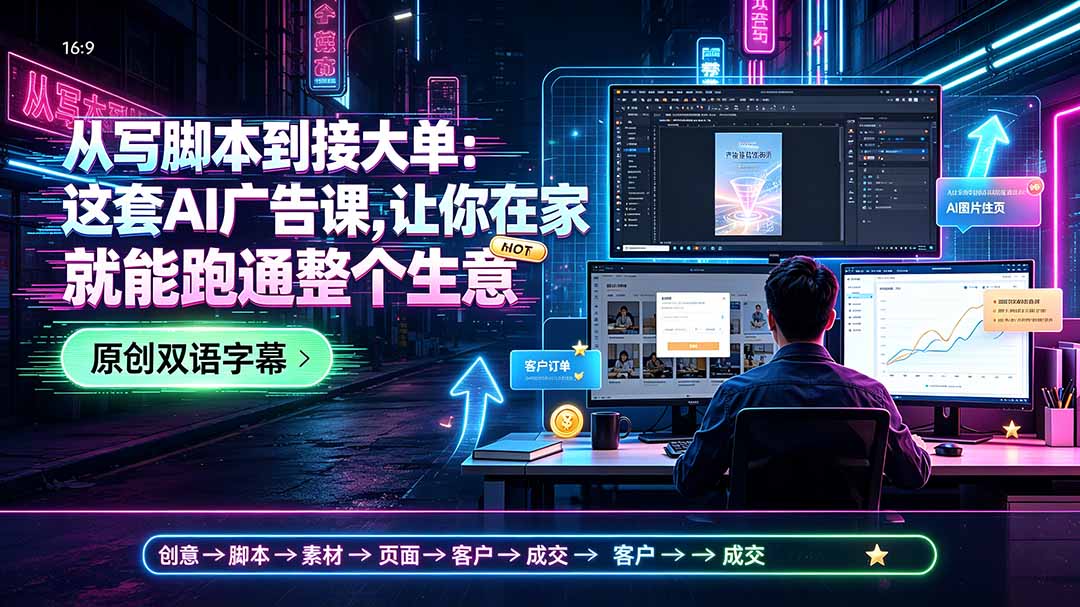 从写脚本到接大单：这套AI广告课，让你在家就能跑通整个生意【原创双语字幕】-FANGXZHAN网创