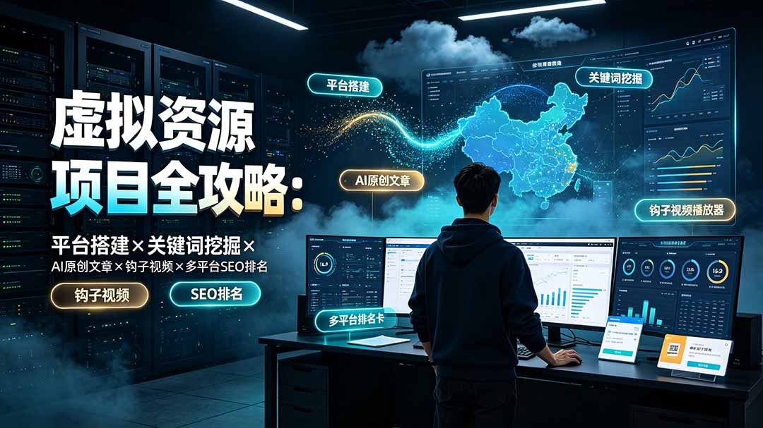 虚拟资源项目全攻略：平台搭建×关键词挖掘×AI原创文章×钩子视频×多平台SEO排名-FANGXZHAN网创