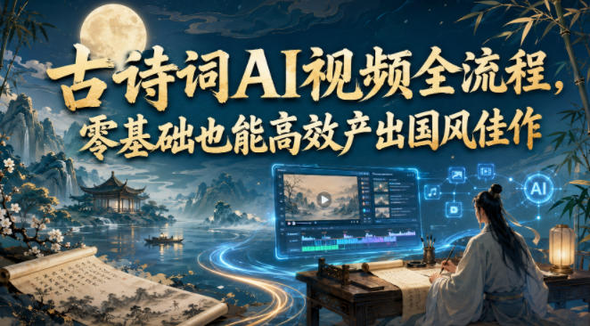 古诗词AI视频全流程,零基础也能高效产出国风佳作-FANGXZHAN网创