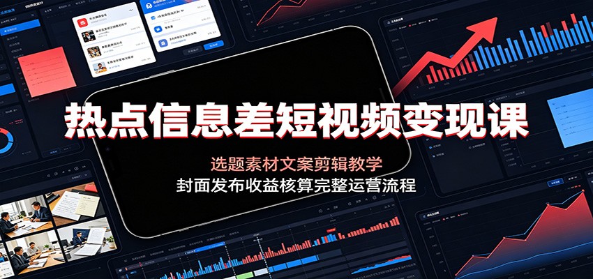 热点信息差短视频变现课：选题素材文案剪辑教学，封面发布收益核算完整运营流程-FANGXZHAN网创