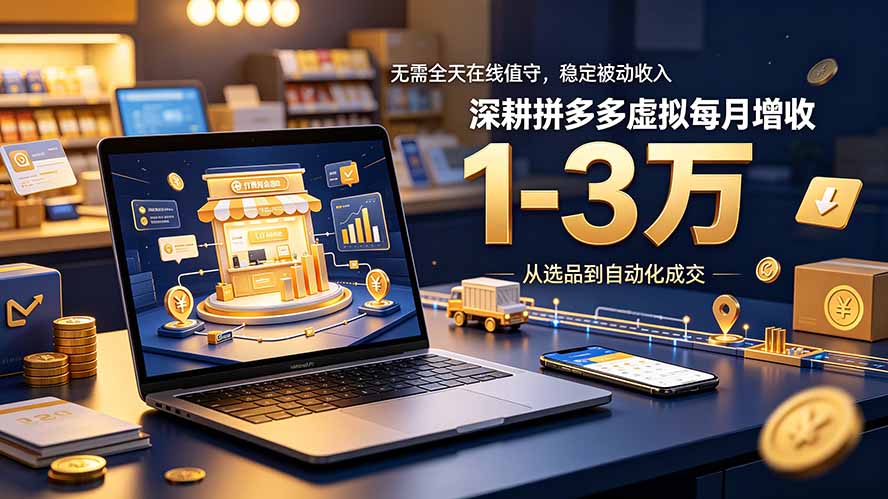 无需全天在线值守，稳定被动收入，深耕拼多多虚拟每月增收 1-3 万-FANGXZHAN网创