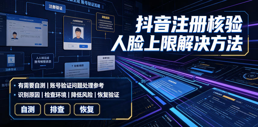 抖音注册核验人脸上限解决方法，有需要自测-FANGXZHAN网创