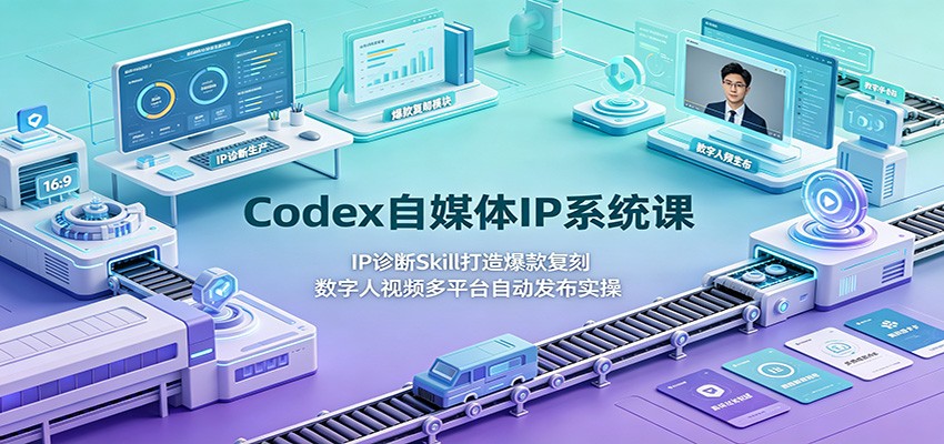 Codex自媒体IP系统课：IP诊断Skill打造爆款复刻，数字人视频多平台自动发布实操-FANGXZHAN网创