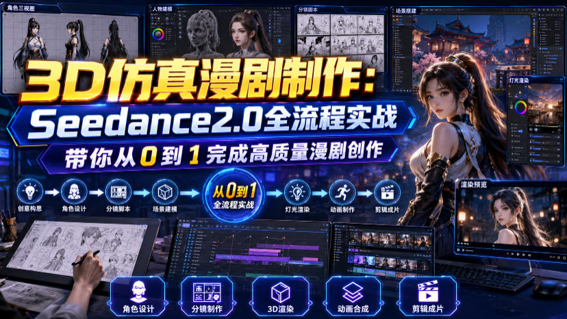 3D仿真漫剧制作:Seedance2.0全流程实战,带你从0到1完成高质量漫剧创作-FANGXZHAN网创