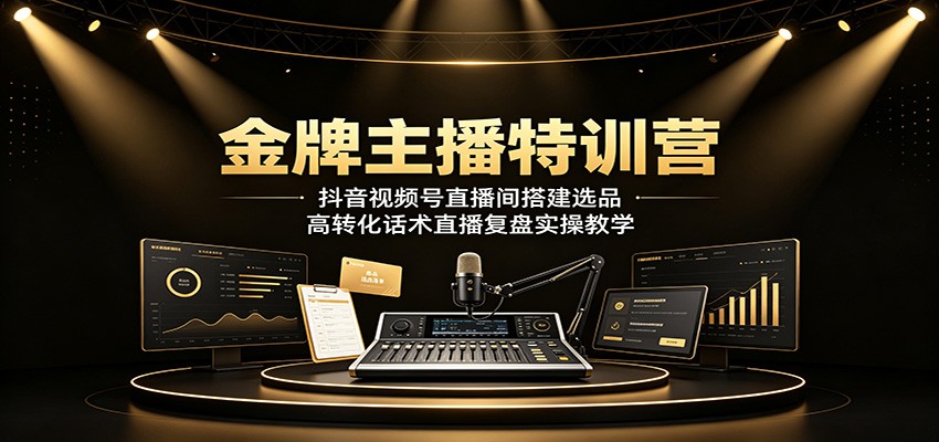 金牌主播特训营：抖音视频号直播间搭建选品，高转化话术直播复盘实操教学-FANGXZHAN网创