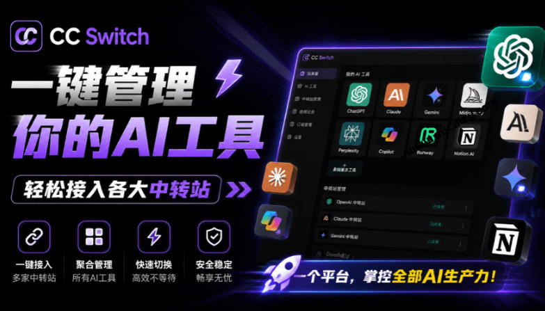 一键给Chatgpt、Codex、Claude接入地第三方中转站，CC Switch统一管理你的AI编程工具工作流-FANGXZHAN网创