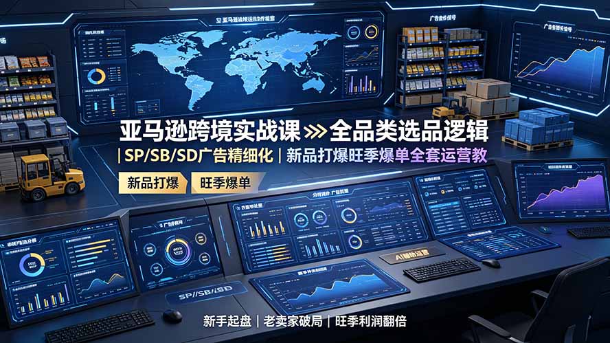 亚马逊跨境实战课：全品类选品逻辑｜SP/SB/SD广告精细化｜新品打爆旺季爆单全套运营教程-FANGXZHAN网创
