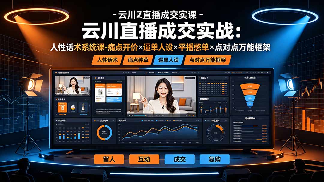 云川直播成交实战：人性话术系统课-痛点种草×塑品开价×逼单人设×平播憋单×点对点万能框架-FANGXZHAN网创