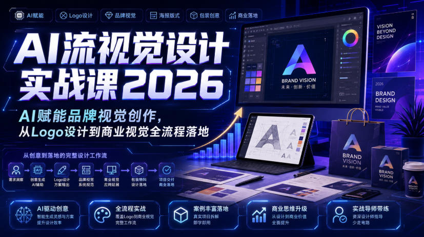 AI流视觉设计实战课2026：AI赋能品牌视觉创作，从Logo设计到商业视觉全流程落地-FANGXZHAN网创