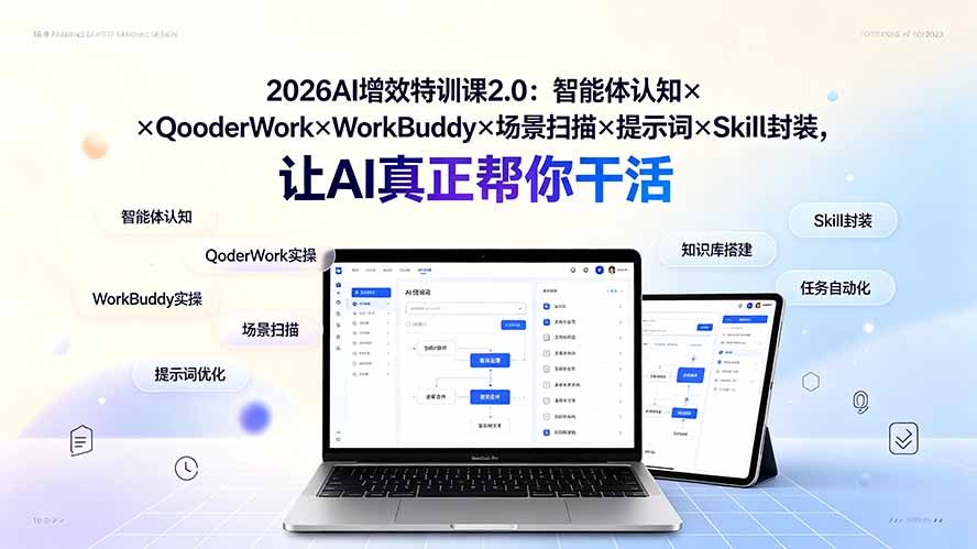 2026AI增效特训课2.0：智能体认知×QoderWork×WorkBuddy×场景扫描×提示词×Skill封装，让AI真正帮你干活-FANGXZHAN网创