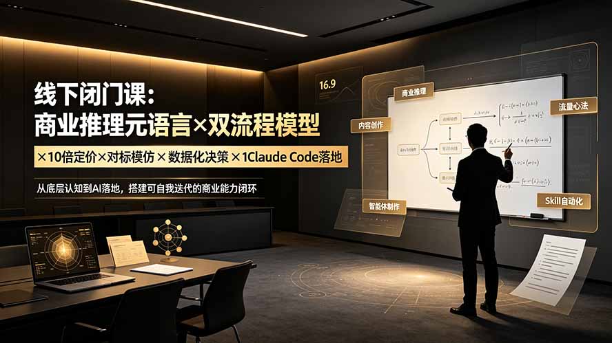 线下闭门课：商业推理元语言×双流程模型×10倍定价×对标模仿×数据化决策×Claude Code落地，击穿认知盲区-FANGXZHAN网创