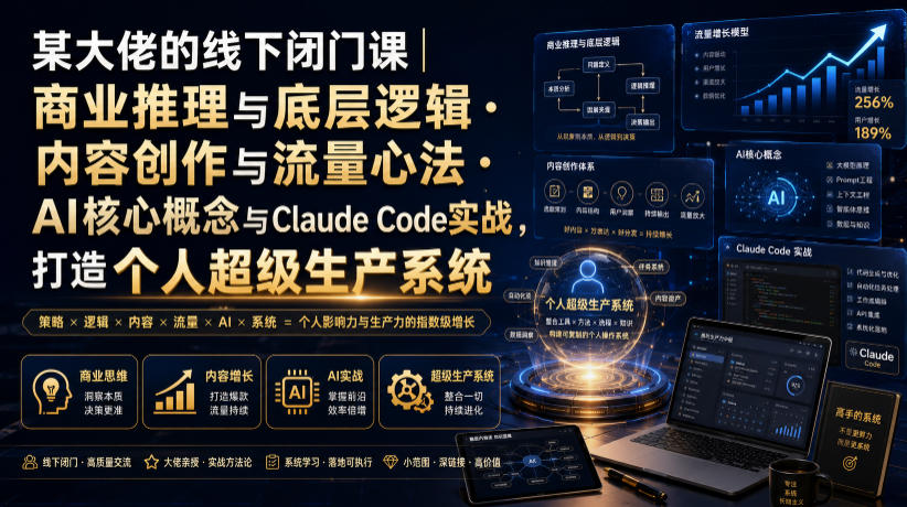 某大佬的线下闭门课｜商业推理与底层逻辑・内容创作与流量心法・AI核心概念与Claude Code实战，打造个人超级生产系统【录音+图片】-FANGXZHAN网创