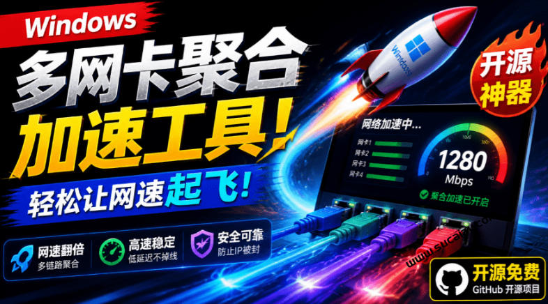 Github开源黑科技！多网卡网速聚合加速工具，一键让你的电脑网速起飞，这感觉也太爽了HypoMux-FANGXZHAN网创