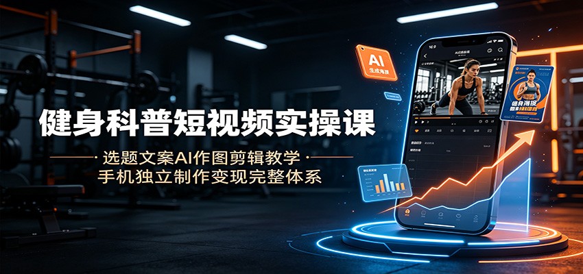 健身科普短视频实操课：选题文案AI作图剪辑教学，手机独立制作变现完整体系-FANGXZHAN网创