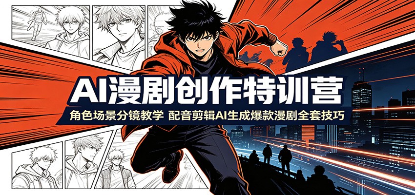 AI漫剧创作特训营：角色场景分镜教学，配音剪辑AI生成爆款漫剧全套技巧-FANGXZHAN网创
