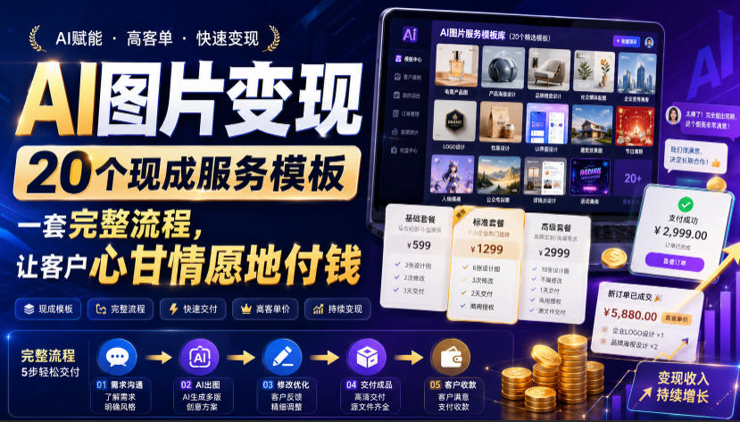 AI图片变现，20个现成服务模板，一套完整流程，让客户心甘情愿地付钱【原创双语字幕】-FANGXZHAN网创
