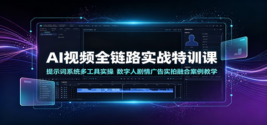 AI视频全链路实战特训课：提示词系统多工具实操，数字人剧情广告实拍融合案例教学-FANGXZHAN网创