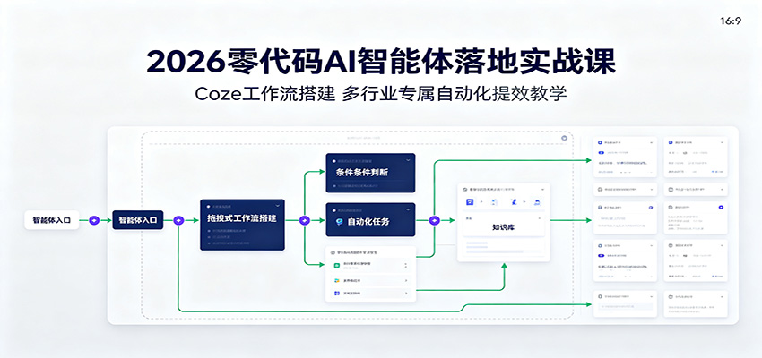 2026零代码AI智能体落地实战课：Coze工作流搭建，多行业专属自动化提效教学-FANGXZHAN网创