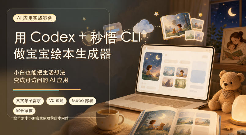 AI应用实战案例，用Codex+秒悟CLl做宝宝绘本生成器，小白也能把生活想法变成可访问的AI应用-FANGXZHAN网创