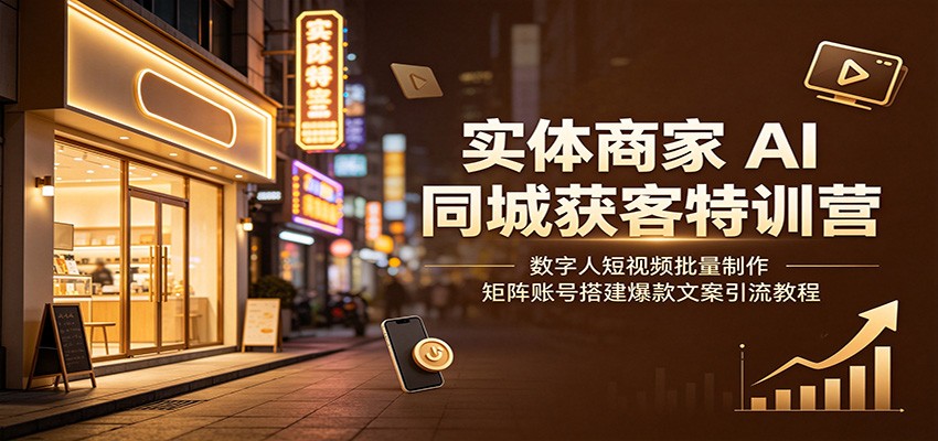 实体商家AI同城获客特训营：数字人短视频批量制作，矩阵账号搭建爆款文案引流教程-FANGXZHAN网创