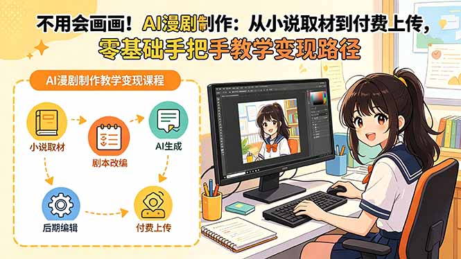 不用会画画！AI漫剧制作：从小说取材到付费上传，零基础手把手教学变现路径(更新-FANGXZHAN网创