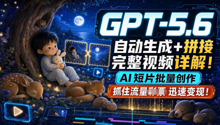 GPT-5.6自动生成＋拼接完整视频详解，AI短片批量创作，抓住流量迅速变现！-FANGXZHAN网创