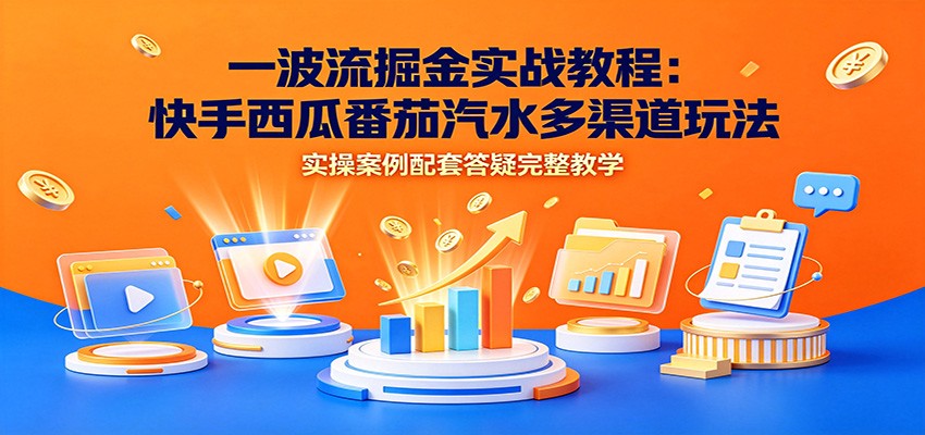 一波流掘金实战教程：快手西瓜番茄汽水多渠道玩法，实操案例配套答疑完整教学-FANGXZHAN网创