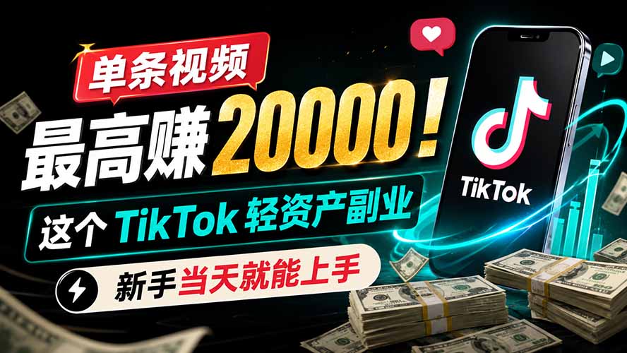 单条视频最高赚 20000！这个 TikTok 轻资产副业，新手当天就能上手-FANGXZHAN网创