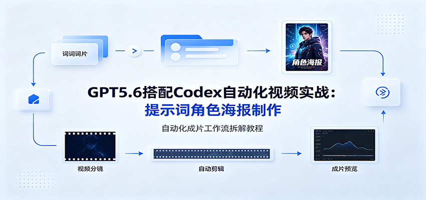 GPT5.6搭配Codex自动化视频实战：提示词角色海报制作，自动化成片工作流拆解教程-FANGXZHAN网创