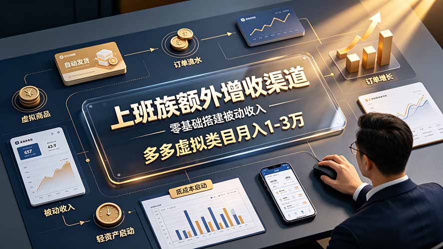 上班族额外增收渠道，零基础搭建被动收入，多多虚拟类目月入 1-3 万-FANGXZHAN网创