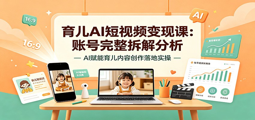 育儿AI短视频变现课：账号完整拆解分析，AI赋能育儿内容创作落地实操-FANGXZHAN网创