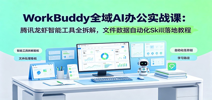 WorkBuddy全域AI办公实战课：腾讯龙虾智能工具全拆解，文件数据自动化Skill落地教程-FANGXZHAN网创