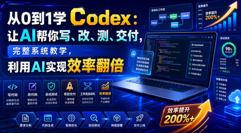 从0到1学Codex：让AI帮你写、改、测、交付，完整系统教学，利用AI实现效率翻倍-FANGXZHAN网创