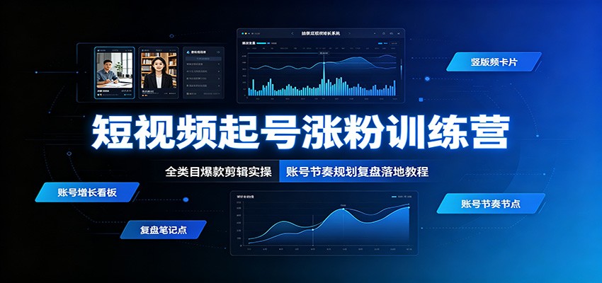 短视频起号涨粉训练营：全类目爆款剪辑实操，账号节奏规划复盘落地教程-FANGXZHAN网创