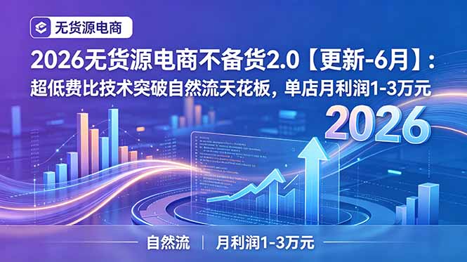2026无货源电商不备货2.0【更新-7月】：超低费比技术突破自然流天花板，单店月利润1-3万元-FANGXZHAN网创