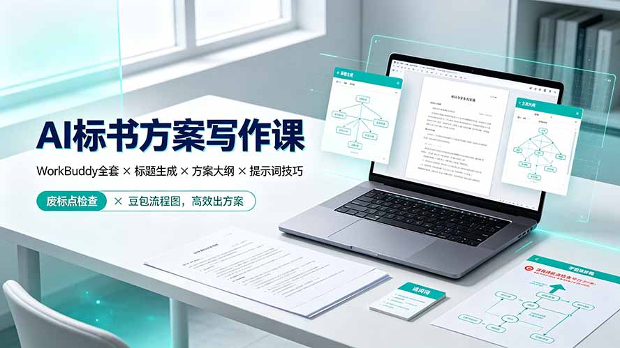 AI标书方案写作课：WorkBuddy全套×标题生成×方案大纲×提示词技巧×废标点检查×豆包流程图，高效出方案-FANGXZHAN网创