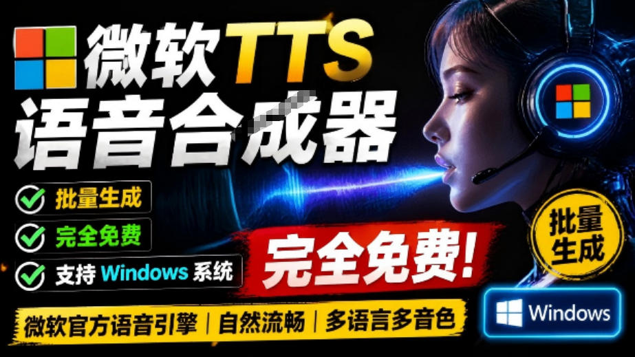 微软TTS免费语音配音生成器，完全免费，支持多语音、多音色选择，Windows系统专用TTS语音合成器-FANGXZHAN网创