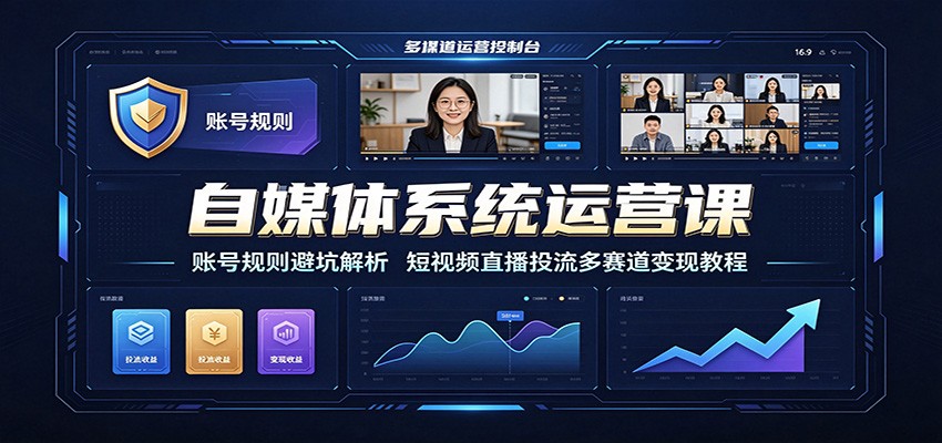 自媒体系统运营课：账号规则避坑解析，短视频直播投流多赛道变现教程-FANGXZHAN网创