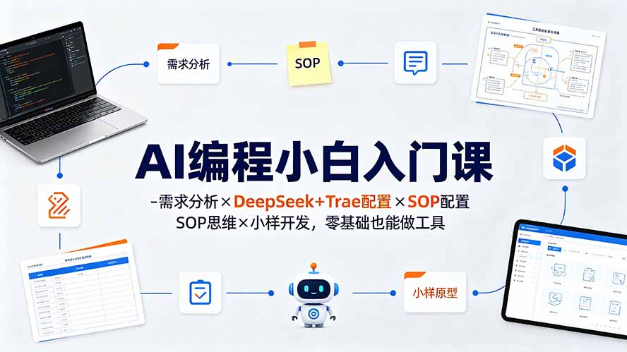 AI编程小白入门课-需求分析×DeepSeek+Trae配置×SOP思维×小样开发，零基础也能做工具-FANGXZHAN网创
