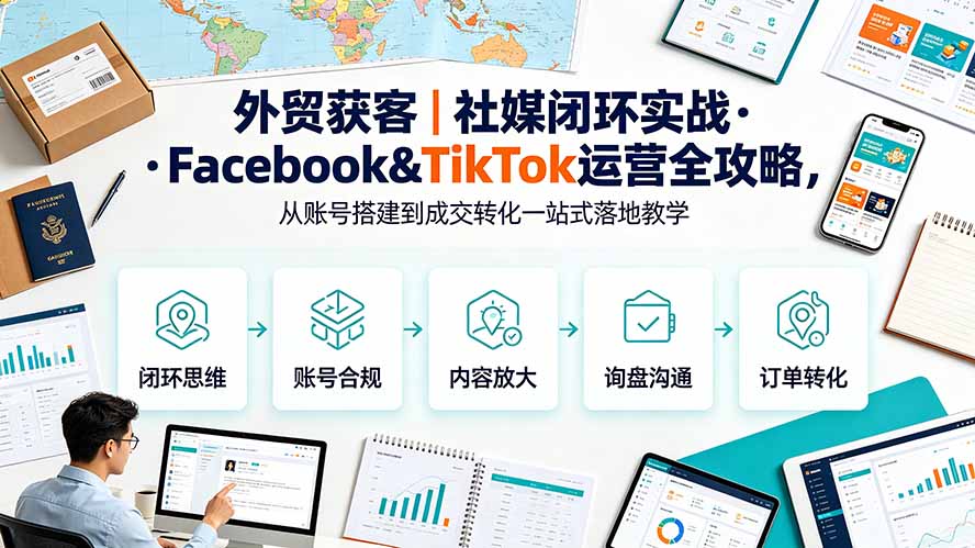 外贸获客｜社媒闭环实战·Facebook&TikTok运营全攻略，从账号搭建到成交转化一站式落地教学-FANGXZHAN网创
