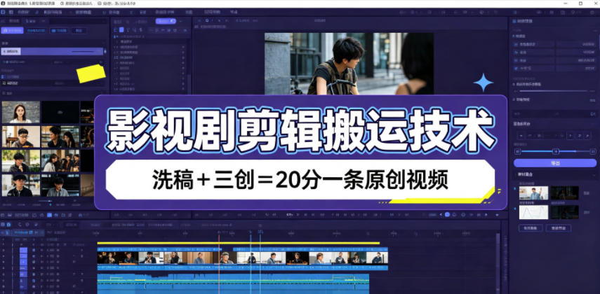 影视剧剪辑搬运技术，洗稿+三创=20分一条原创视频-FANGXZHAN网创