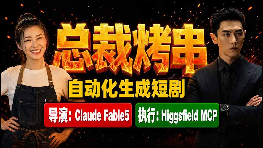 《总裁烤串》真人短剧全自动诞生！Claude Fable5 当导演，Higgsfield MCP 执行！-FANGXZHAN网创