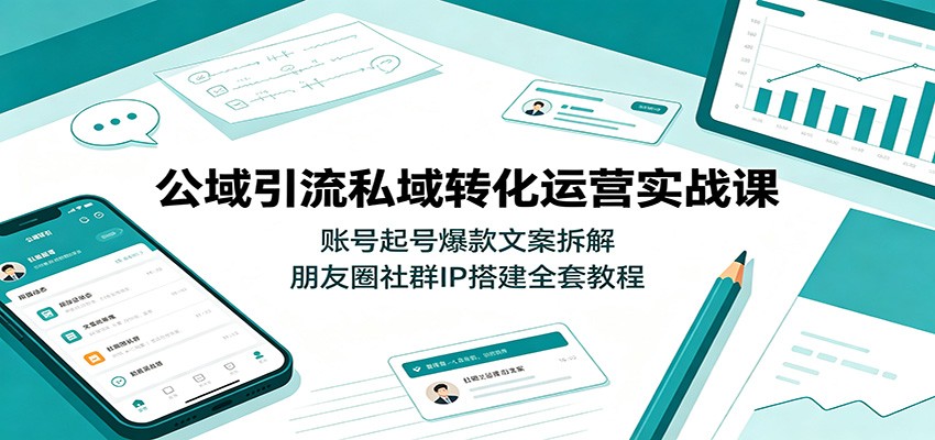 公域引流私域转化运营实战课：账号起号爆款文案拆解，朋友圈社群IP搭建全套教程-FANGXZHAN网创