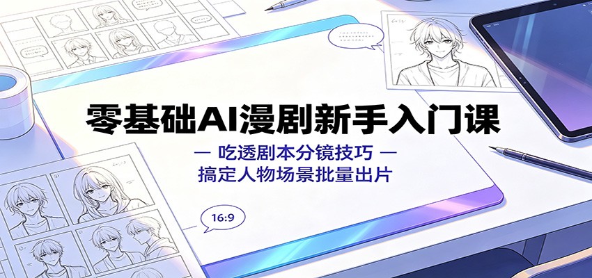 零基础AI漫剧新手入门课：吃透剧本分镜技巧，搞定人物场景批量出片-FANGXZHAN网创