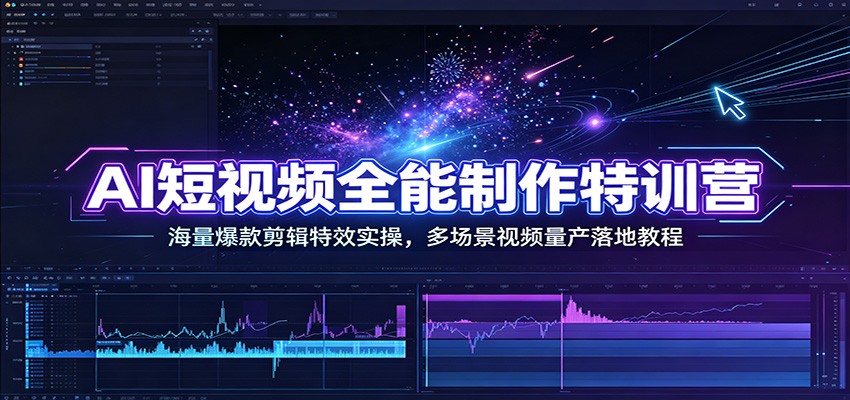 AI短视频全能制作特训营：海量爆款剪辑特效实操，多场景视频量产落地教程-FANGXZHAN网创