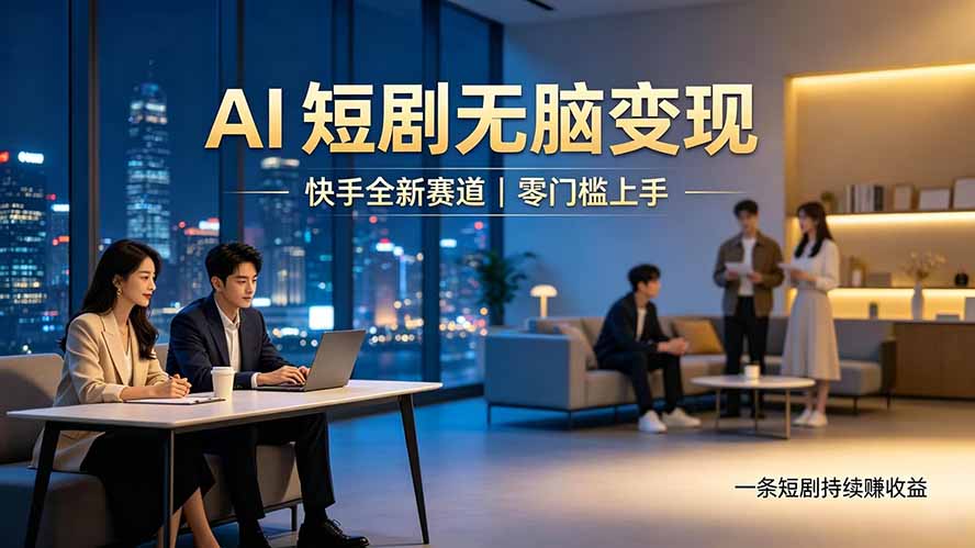 别乱找副业了，快手 AI 短剧零门槛长久被动增收-FANGXZHAN网创