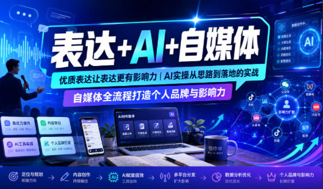 表达+AI+自媒体，优质表达让表达更有影响力|AI实操从思路到落地的实战|自媒体全流程打造个人品牌与影响力-FANGXZHAN网创