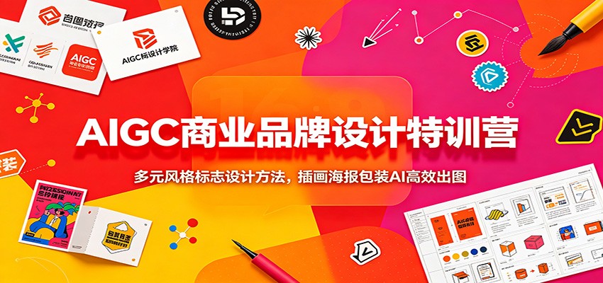 AIGC商业品牌设计特训营：多元风格标志设计方法，插画海报包装AI高效出图-FANGXZHAN网创