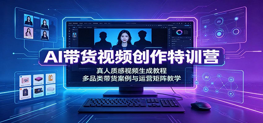 AI带货视频创作特训营：真人质感视频生成教程，多品类带货案例与运营矩阵教学-FANGXZHAN网创