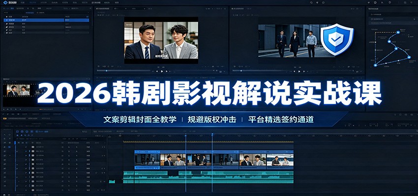 2026韩剧影视解说实战课：文案剪辑封面全教学，规避版权冲击平台精选签约通道-FANGXZHAN网创